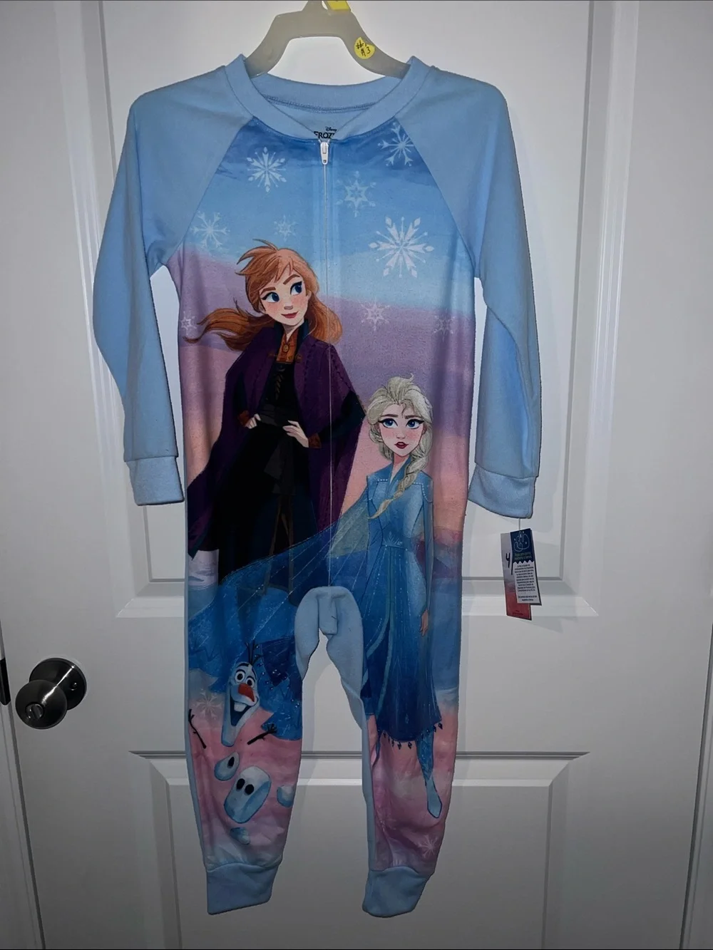 Disney Frozen Light Blue Girls' One-Piece Footed Pajama